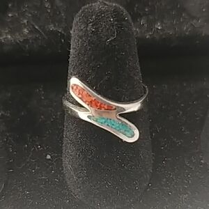 Unique Silver Ring with Colorful Inlay